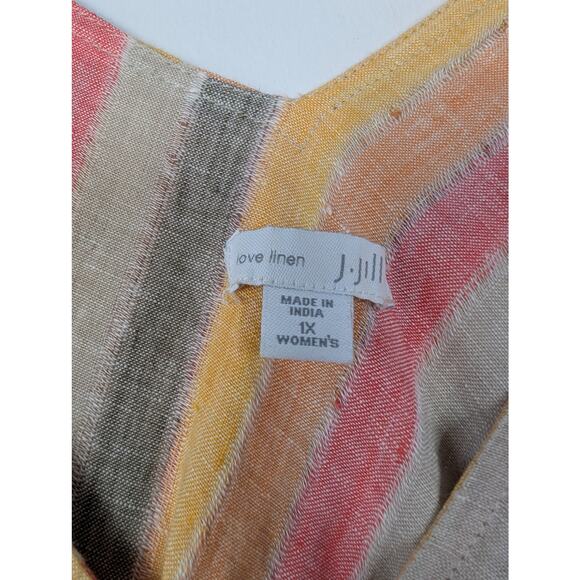 J. Jill Striped Linen V-neck Sleeveless Maxi Dress - Picture 5 of 7